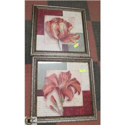 SET OF 2 WOOD FRAMED LILLY PICTURES BY