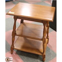 VINTAGE SOLID WOOD 3-SHELF SIDE TABLE