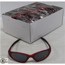 BOX OF OAKLEY STYLE RED DESIGNER SUNGLASSES