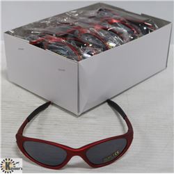 BOX OF OAKLEY STYLE RED DESIGNER SUNGLASSES