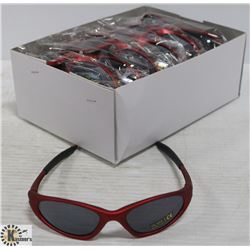 BOX OF OAKLEY STYLE RED DESIGNER SUNGLASSES