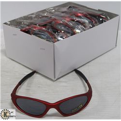 BOX OF OAKLEY STYLE RED DESIGNER SUNGLASSES