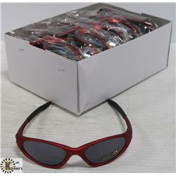BOX OF OAKLEY STYLE RED DESIGNER SUNGLASSES