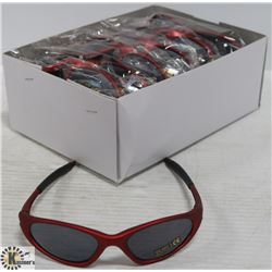 BOX OF OAKLEY STYLE RED DESIGNER SUNGLASSES