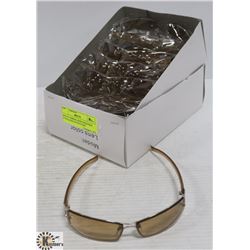 BOX OF AMBER LENSE DESIGNER SUNGLASSES WITH UV400
