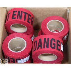 CASE WITH 8 ROLLS OF FABRIC FLAGGING IN RED