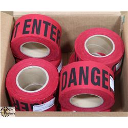 CASE WITH 8 ROLLS OF FABRIC FLAGGING IN RED