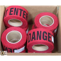 CASE WITH 8 ROLLS OF FABRIC FLAGGING IN RED