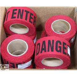 CASE WITH 8 ROLLS OF FABRIC FLAGGING IN RED