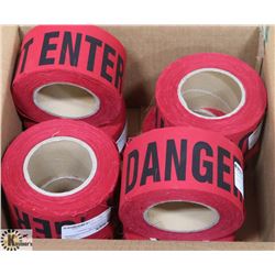 CASE WITH 8 ROLLS OF FABRIC FLAGGING IN RED