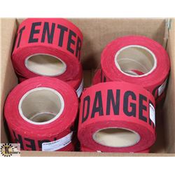 CASE WITH 8 ROLLS OF FABRIC FLAGGING IN RED