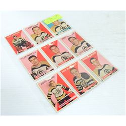 LOT OF 9 1959 BOSTON BRUIN HOCKEY CARDS