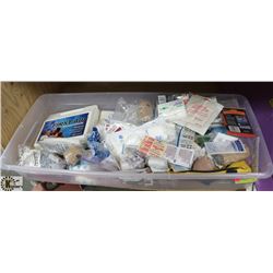 LARGE CLEAR BIN FULL OF NEW COMPLETE