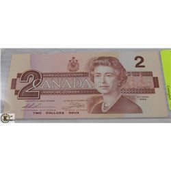 1986 $2 CANADIAN BILL
