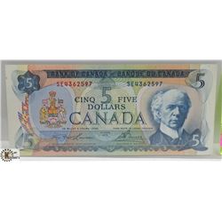 1972 $5 CANADIAN BILL