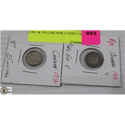 1911 & 1912 SILVER 5 CENT COINS
