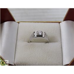 .925 STERLING SILVER RING WITH CZs - SIZE 7 -