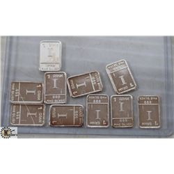 LOT OF 10 X 1 GRAM .999 FINE SILVER