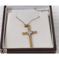 14 KT GOLD PLATED CROSS ON 16 INCH CHAIN -