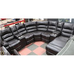 NEW BORDEOUX BLACK LEATHERETTE DOUBLE CONSOLE