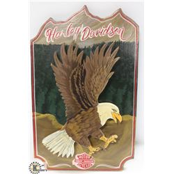 HARLEY DAVIDSON HAND CRAFTED WOOD PAINTED PLAQUE