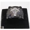 Image 1 : MASONIC SYMBOL BLACK RING, SIZE  14