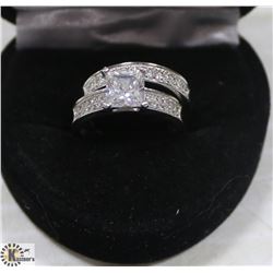 STERLING SILVER CZ ENGAGEMENT SET, SIZE 5