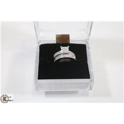 STERLING SILVER CZ ENGAGEMENT SET, SIZE 6