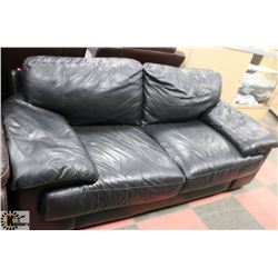 "ITALSOFA" BRAND BLACK LEATHER OVERSIZE