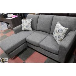 NEW GREY FABRIC 78" REVERSIBLE CHAISE LOUNGE SOFA.