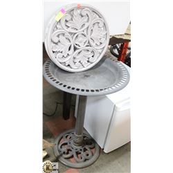 28" TALL BIRD BATH & TWO OUTDOOR DECOR PLAQUES