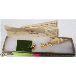 24K GOLD TRIMMED SEA SHELL PENDANTS 4PCS