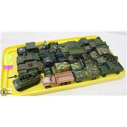 19 VINTAGE ARMY DIECAST VEHICLES INCLUDES LESNEY