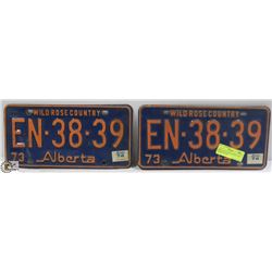 PAIR OF MATCHING ALBERTA 1973 LICENSE PLATES