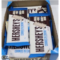BOX OF HERSHEYS COOKIES & CREAM CHOCOLATE BARS