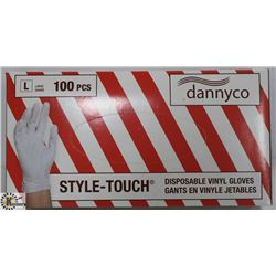 BOX OF DANNYCO STYLE-TOUCH VINYL GLOVES SZ LARGE