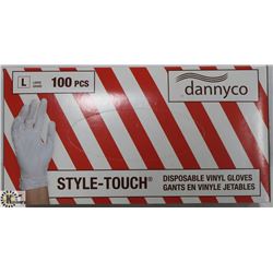 BOX OF DANNYCO STYLE-TOUCH VINYL GLOVES SZ LARGE
