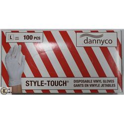BOX OF DANNYCO STYLE-TOUCH VINYL GLOVES SZ LARGE