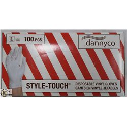 BOX OF DANNYCO STYLE-TOUCH VINYL GLOVES SZ LARGE