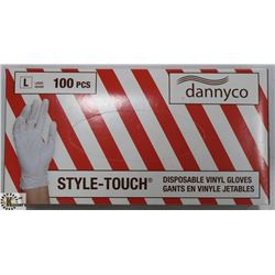 BOX OF DANNYCO STYLE-TOUCH VINYL GLOVES SZ LARGE