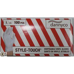 BOX OF DANNYCO STYLE-TOUCH VINYL GLOVES SZ LARGE