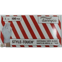 BOX OF DANNYCO STYLE-TOUCH VINYL GLOVES SZ LARGE
