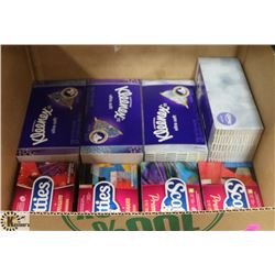 BOX OF ASSORTED SCOTTIES & KLEENEX TISSUES