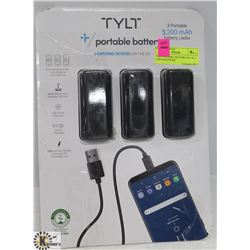 TYLT PORTABLE BATTERY SET W/ 3 5,200 MAH PACKS