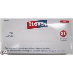 BOX OF 100 SIZE XLARGE DISTECH CLEAR VINYL MEDICAL