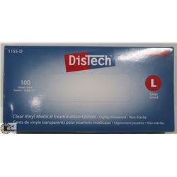 BOX OF DISTECH VINYL MEDICAL EXAMINATION GLOVES SZ