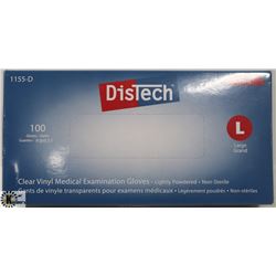 BOX OF DISTECH VINYL MEDICAL EXAMINATION GLOVES SZ