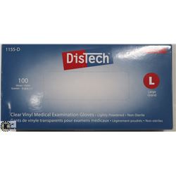 BOX OF DISTECH VINYL MEDICAL EXAMINATION GLOVES SZ