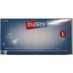 BOX OF DISTECH VINYL MEDICAL EXAMINATION GLOVES SZ