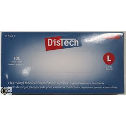 BOX OF DISTECH VINYL MEDICAL EXAMINATION GLOVES SZ